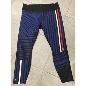 Red, White & Blue Striped‎ Black Athleta Leggings Size XL